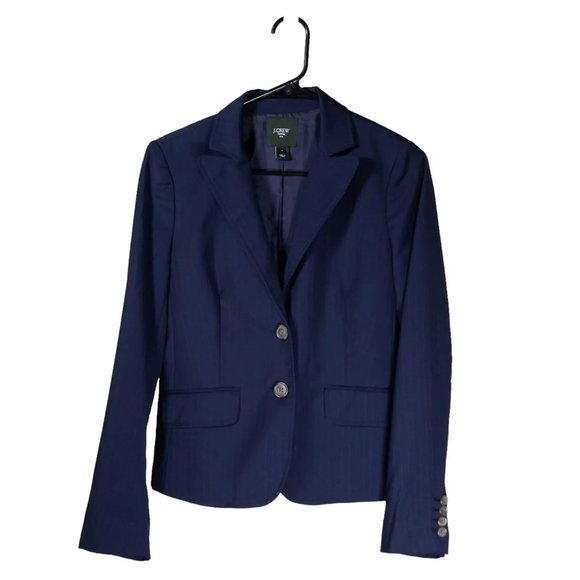 J. Crew Women's Blazer Blue Striped Wool Blend Two Button Lined Suit Jacket 4 - Picture 1 of 9